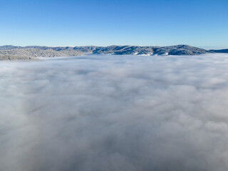 Batak Reservoir covered with clouds, Bulgaria