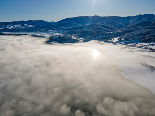 Batak Reservoir covered with clouds, Bulgaria
