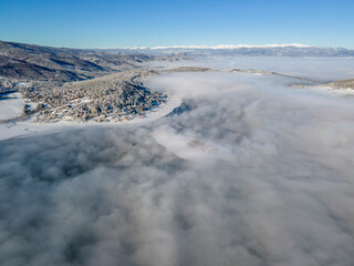 Batak Reservoir covered with clouds, Bulgaria