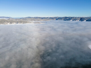 Batak Reservoir covered with clouds, Bulgaria