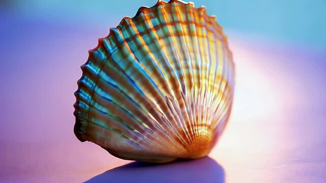 Unique shell displaying vibrant colors and intricate patterns in natural light