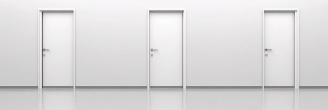 Three White Doors Modern Minimalist Interior Design Wall
