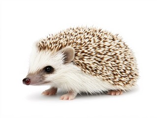 Fototapeta premium Adorable Baby Hedgehog Posing Against White Background Studio Shot
