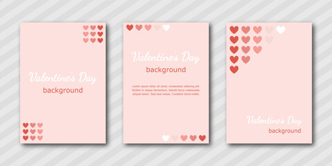 Fototapeta premium Valentine's Day abstract backgrounds with simple colorful hearts. set of modern minimal design template en pink tones. for cover, poster, banner, backdrop, greeting, invitation, with copy space