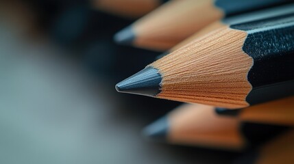 Obraz premium Close-up Macro Photography of Dark Graphite Pencils, Detailed Texture and Sharp Points