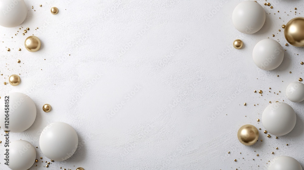 Aufkleber white and golden spheres forming a frame on textured background