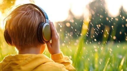 Enjoying the soothing sounds of nature in a serene meadow setting
