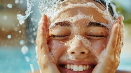 Refreshing morning ritual to awaken the senses with a splash of joy