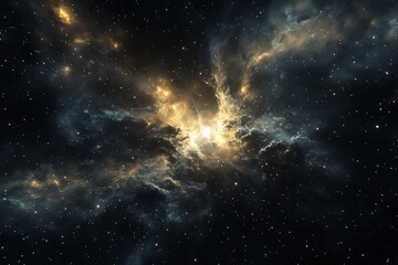 A vibrant cosmic scene filled with stars and nebulae.