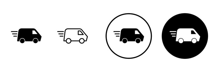 Obraz premium Delivery truck icon vector. Delivery truck sign and symbol. Shipping fast delivery icon