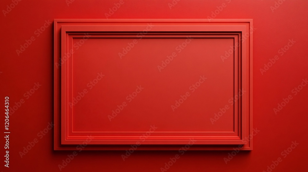 Poster Red frame hanging on a red wall creating a modern design