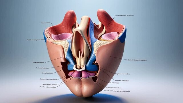 Cross-sectional 3D view of the human nasal passage highlighting the sinuses, nasal septum, and olfactory region.