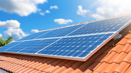 Residential rooftop solar panel installation for sustainable energy generation