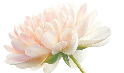 Fototapeta premium Pale Dahlia Bloom, Studio Shot, White Background, Wedding Invitation Design