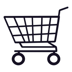 Shopping Cart Icon Simple Black Outline Retail Ecommerce Grocery Supermarket Online Shopping Cart