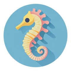 Fototapeta premium Colorful Seahorse Illustration Ocean Animal Design Aquatic Life Icon Flat Style Graphic