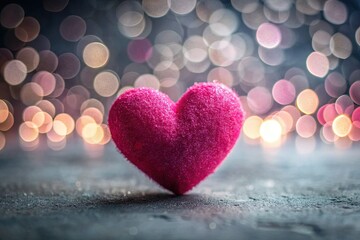 Obraz premium Abstract Blurred Pink Heart Gray Background - Romantic Valentine's Stock Photo