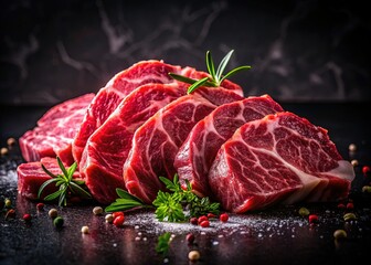Silhouetted Slices of Fresh Asian Cuisine Meat, Ready for Cooking