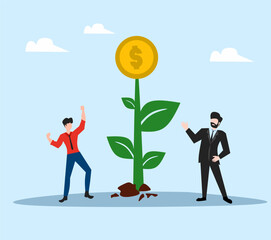 businessman with a tree money investment