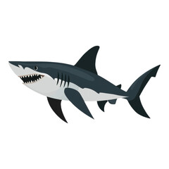 Obraz premium Great White Shark Illustration Ocean Predator Marine Animal Cartoon Style Graphic