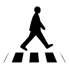 Silhouette of Pedestrian Crossing a Crosswalk Simple Black and White Graphic Design