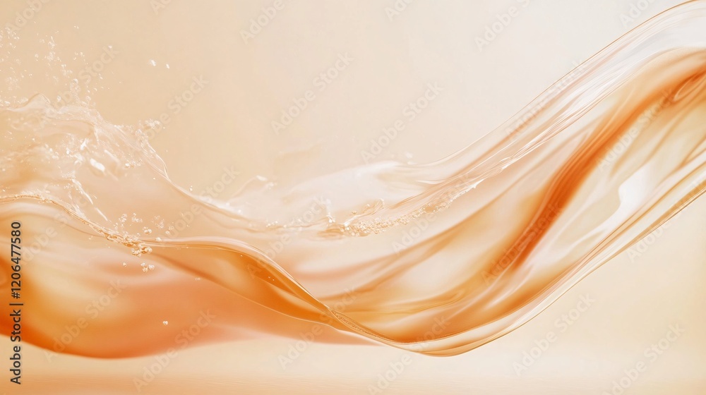 Poster refreshing orange liquid splashing and forming a beautiful wave