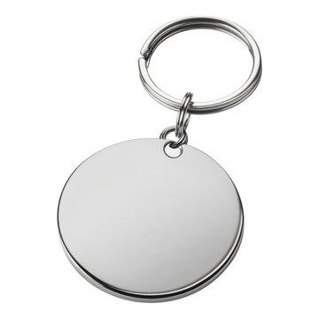Blank Round Metal Keyring Keychain Circular Silver Keyring Tag Mockup Design