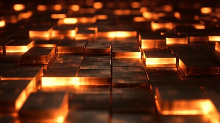 Glowing Orange Cubic Abstract Surface Design