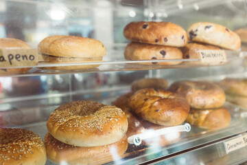 Deli Cafe Breakfast Bagels Display