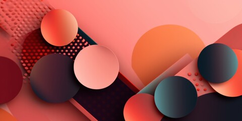 Abstract Geometric Composition: Overlapping Circles and Gradient Hues in Coral and Dark Tones
