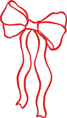 Coquette Bow Squiggle Hand Drawn Outline