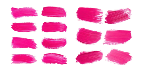 Vibrant Pink Paint Strokes,PNG set collection, isolated on transparent background