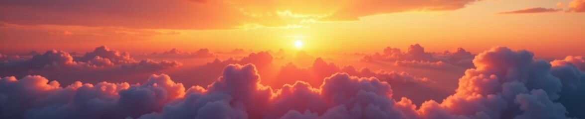 Fototapeta premium Gentle cloud formations in a warm sunset glow, cloud formations, sunset