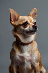Obraz premium Portrait of a Chihuahua dog on a gray background