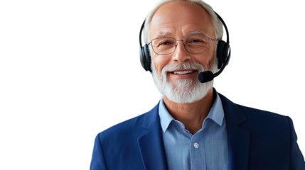 Friendly Professional With Beard and Headset Transparent Background 