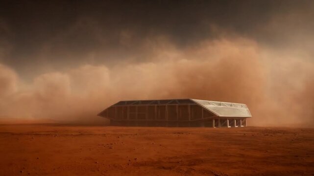 
base on mars in the middle of a storm