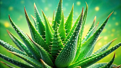 Aloe Vera Plant, Isolated Green Background,  Healthy Plant, Medicinal Plant, Succulent,  Natural Remedy, Herbal Medicine, Skincare Ingredient