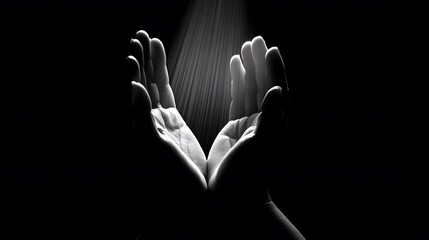 Hands Raised in Prayer Seeking Divine Light