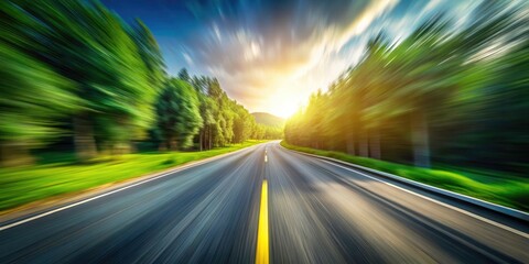 Blurred Motion Empty Road, Driving Fast, Speed, Asphalt Highway, Landscape Photography, Scenic Route, Journey, Travel, Road Trip, Empty Highway,