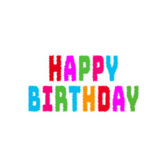 colorful happy birthday text letters for birthday wish isolated on white