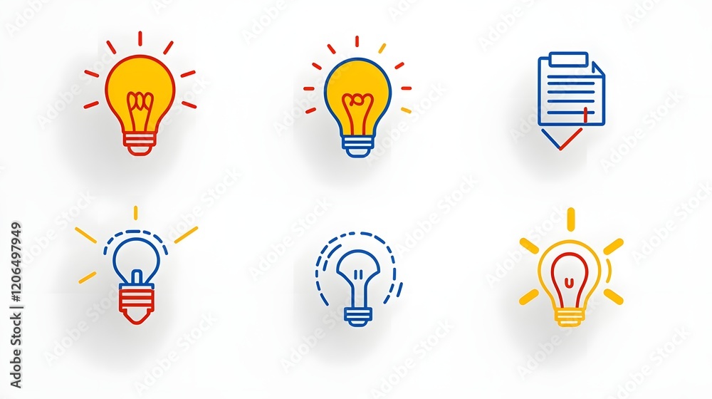 Poster collection of 6 linear outline icons focusing on business strategies company growth and organization