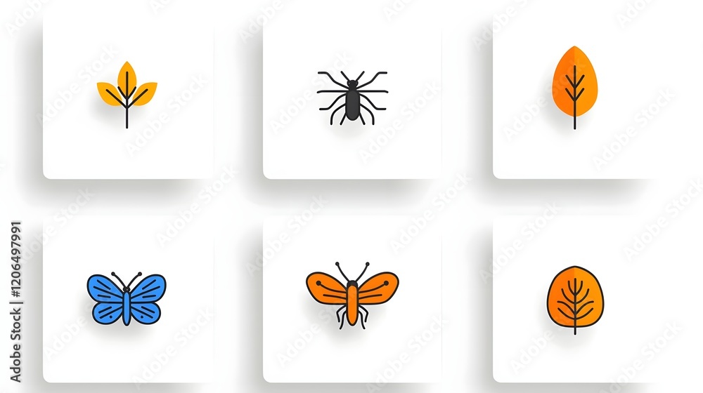 Aufkleber collection of 6 linear icons showcasing simple and modern of key botanical concepts such as ecosyste