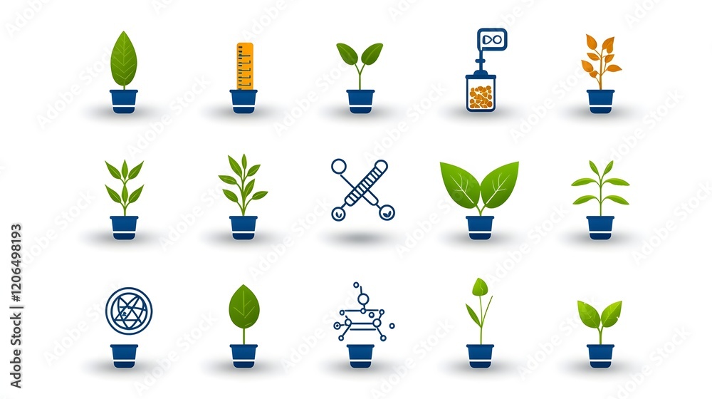 Aufkleber this image showcases an elegant collection of 15 detailed botanical icons featuring linear symbols t