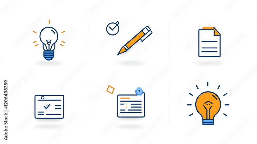 Aufkleber A set of thin line icons designed to represent various elements of digital form filling data entry and online processes  These clean and minimalist icons can be used to depict efficient workflow