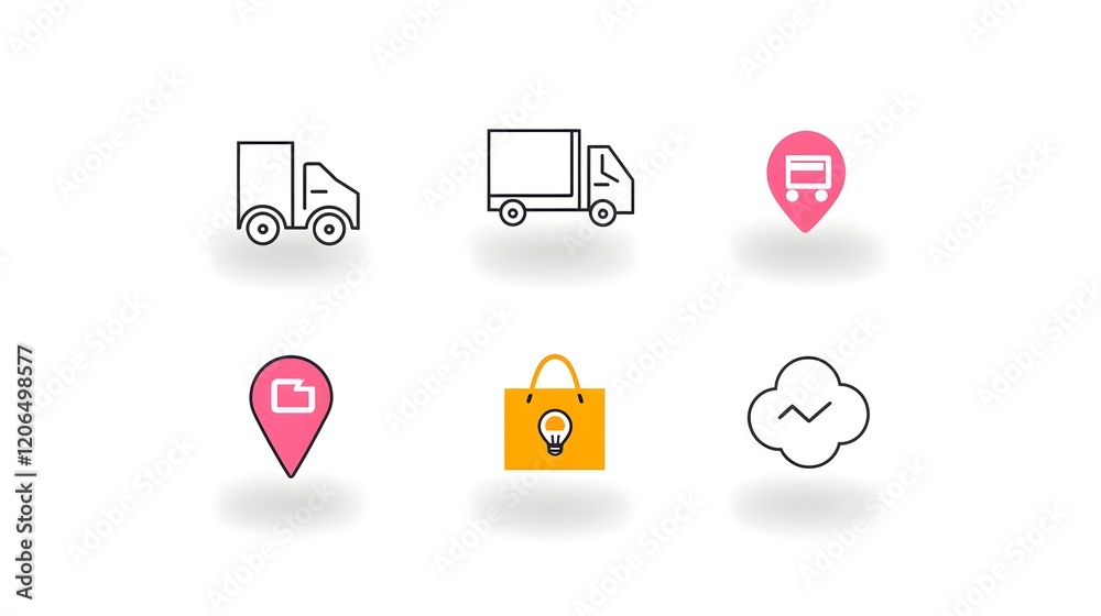 Aufkleber collection of 6 linear icons including delivery truck express delivery symbols and package tracking 