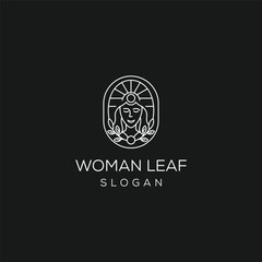 Beautiful woman luxury line art premium vector logo design
