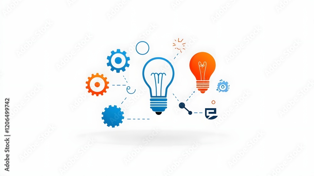 Poster collection of 6 linear icons representing infographic symbols for forward thinking solutions featuri