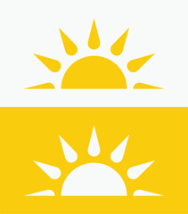 icon set Yellow half sun , including shining rays, sunset designs, solar energy, and star-inspired illustrations. Perfect for representing warmth, tanning, and bright energy.