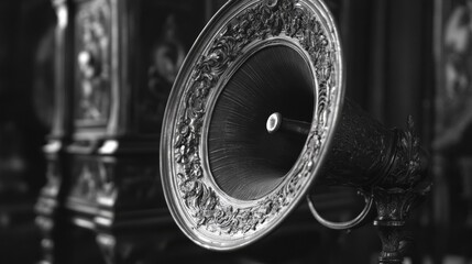 Ornate Vintage Gramophone Horn Close-up
