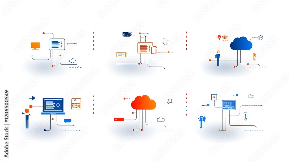 Leinwandbilder Efficient and scalable cloud computing network solution with synchronized data flow  enabling seamless information processing  intelligent analytics
